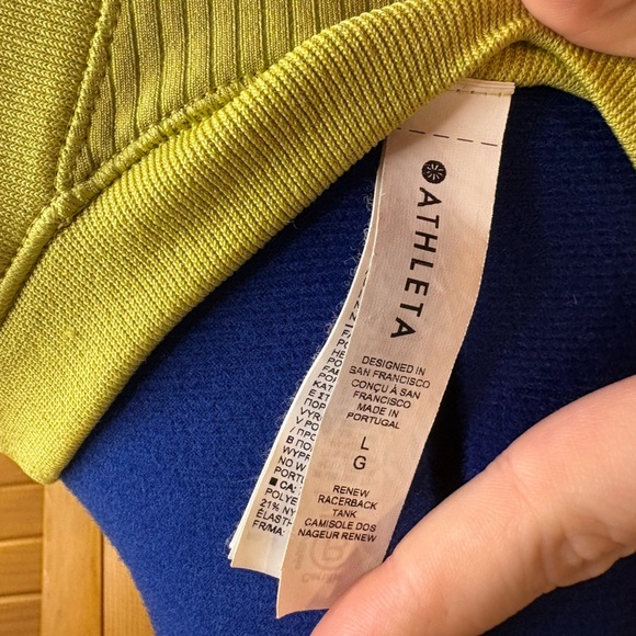 Athleta Lime Green Ribbed Tank Workout Gym Top - Picture 2 of 4